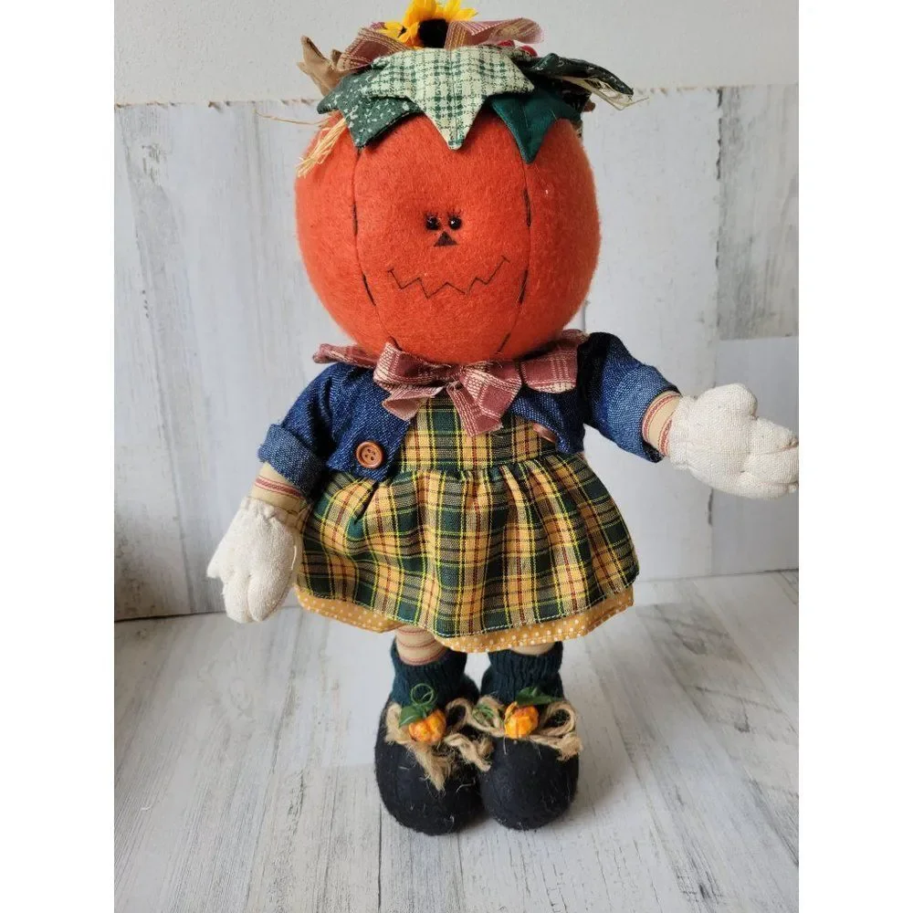 Pumpkin scarecrow‎ girl folk art country home decor kitchen